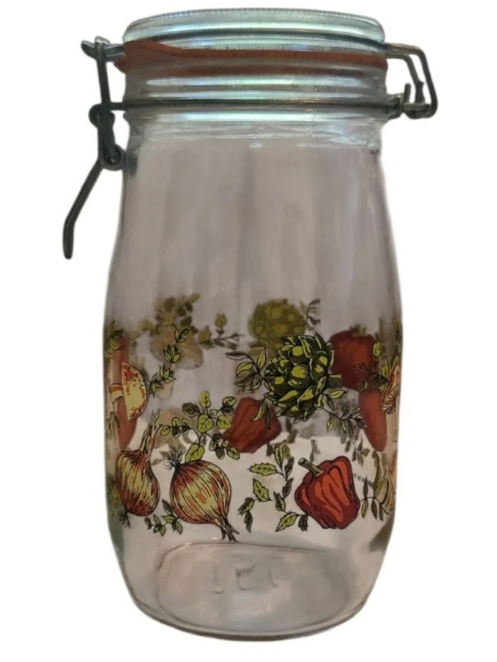 Vintage Arc France Glass Cannister Spice Of Life Pattern